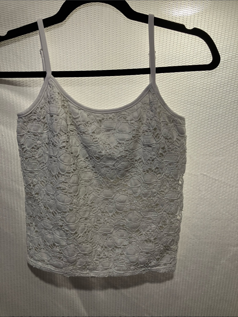 Women's White Lace Camisole Tank with Floral Overlay